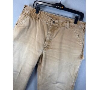 Carhartt‎ Mens B11 BRN Dungaree Work Pants Brown Cotton Size 38x30 Faded Stained